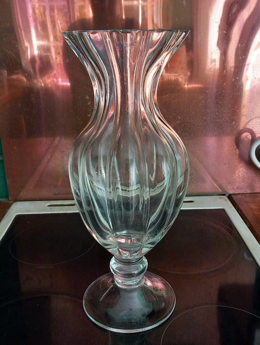 Late 20th century Krosno, Poland heavy clear glass footed vase