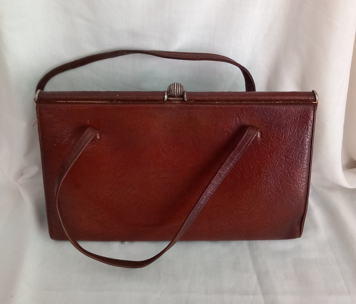 Vintage Marquessa 1960s Brown Real Leather Kelly Bag Handbag Suede Lined