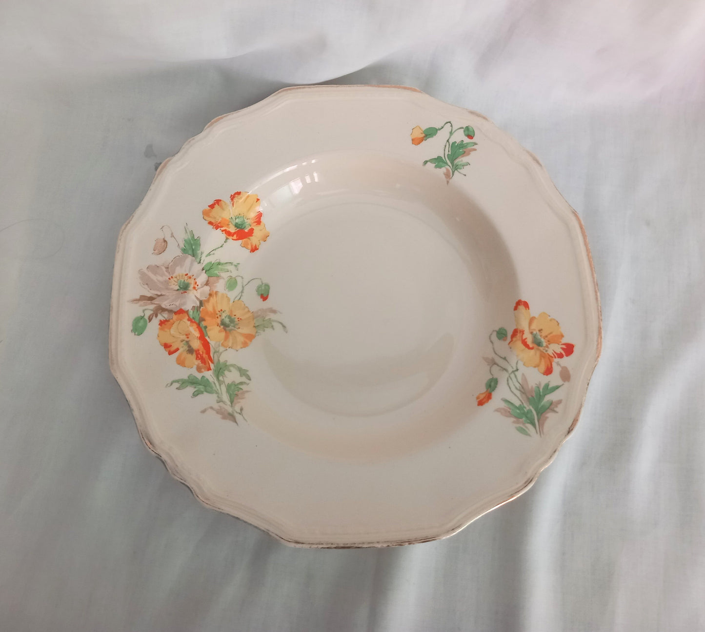 Art Deco Alfred Meakin Yellow Flower Shallow Serving Bowl 10"
