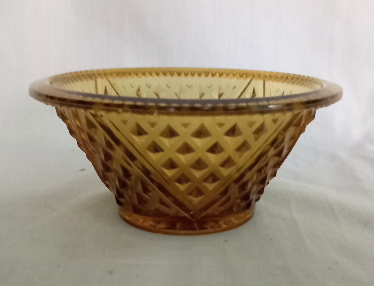 Mid Century Yellow Textured Pressed Glass Bowl