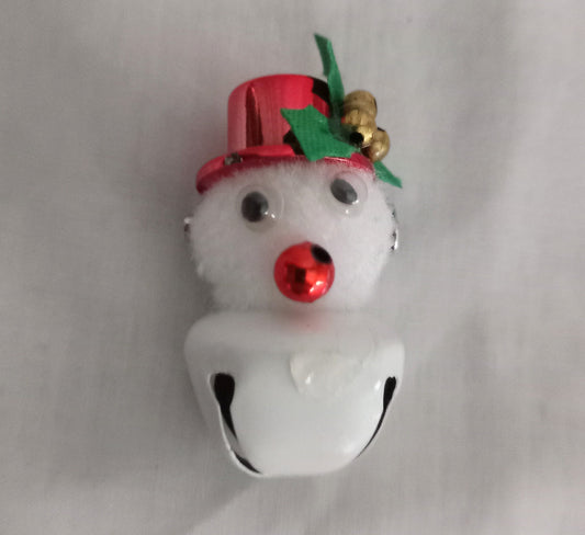 Vintage Christmas festive jingle bell snowman brooch