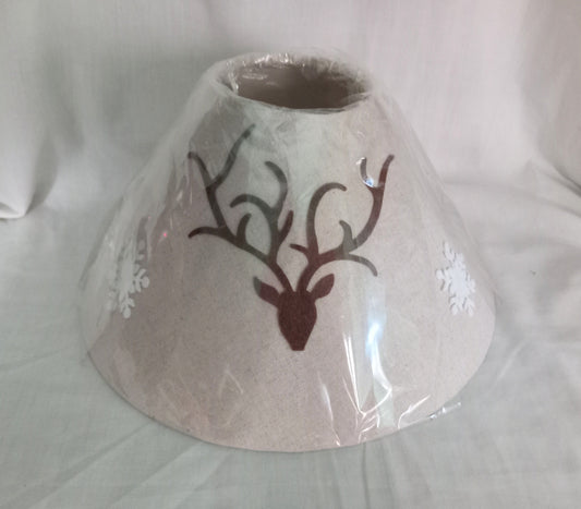 Hand Decorated Linen Lampshade With Felt Stag and Snowflake Design