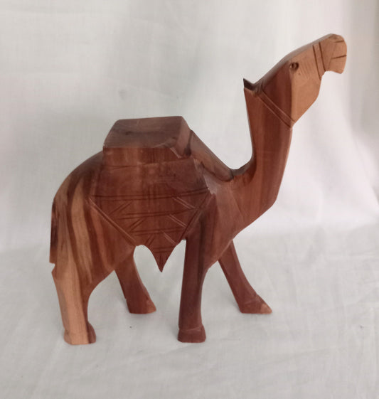 Hand carved ethnic wooden camel statue