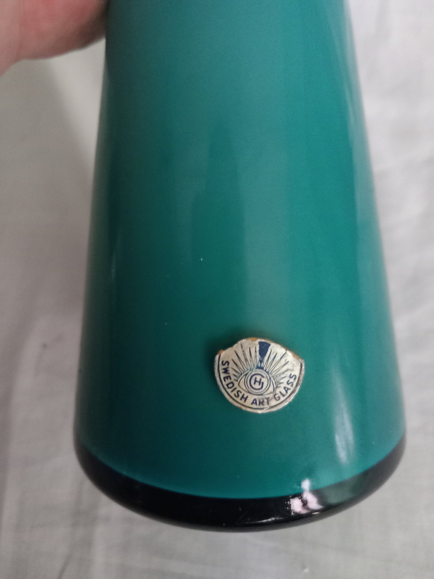 Mid Century Scandinavian Swedish blue glass bud vase