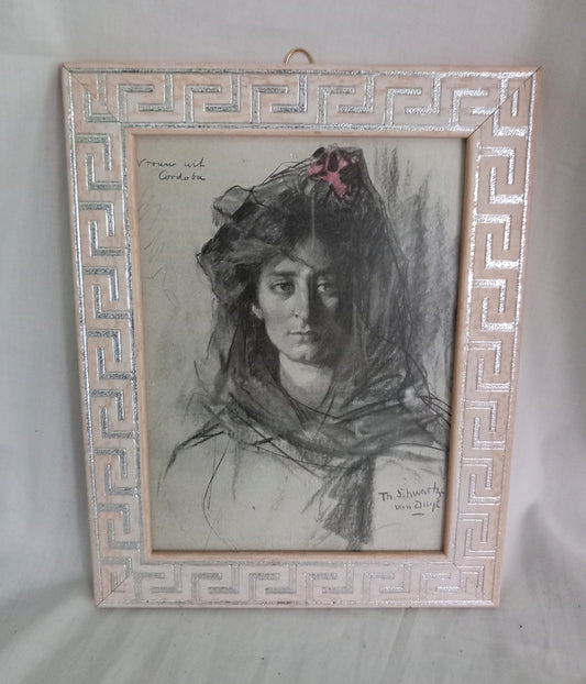 Framed Vintage Print 'Young Woman From Cordova' By Therese Schwartze In Wood Frame