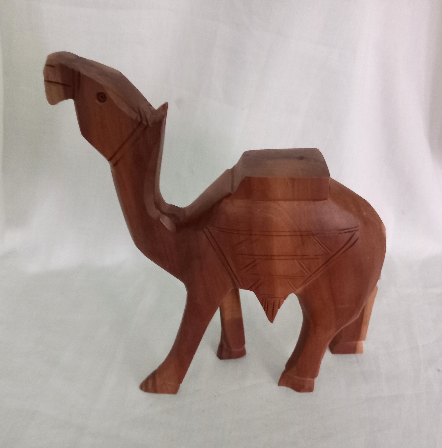 Hand carved ethnic wooden camel statue