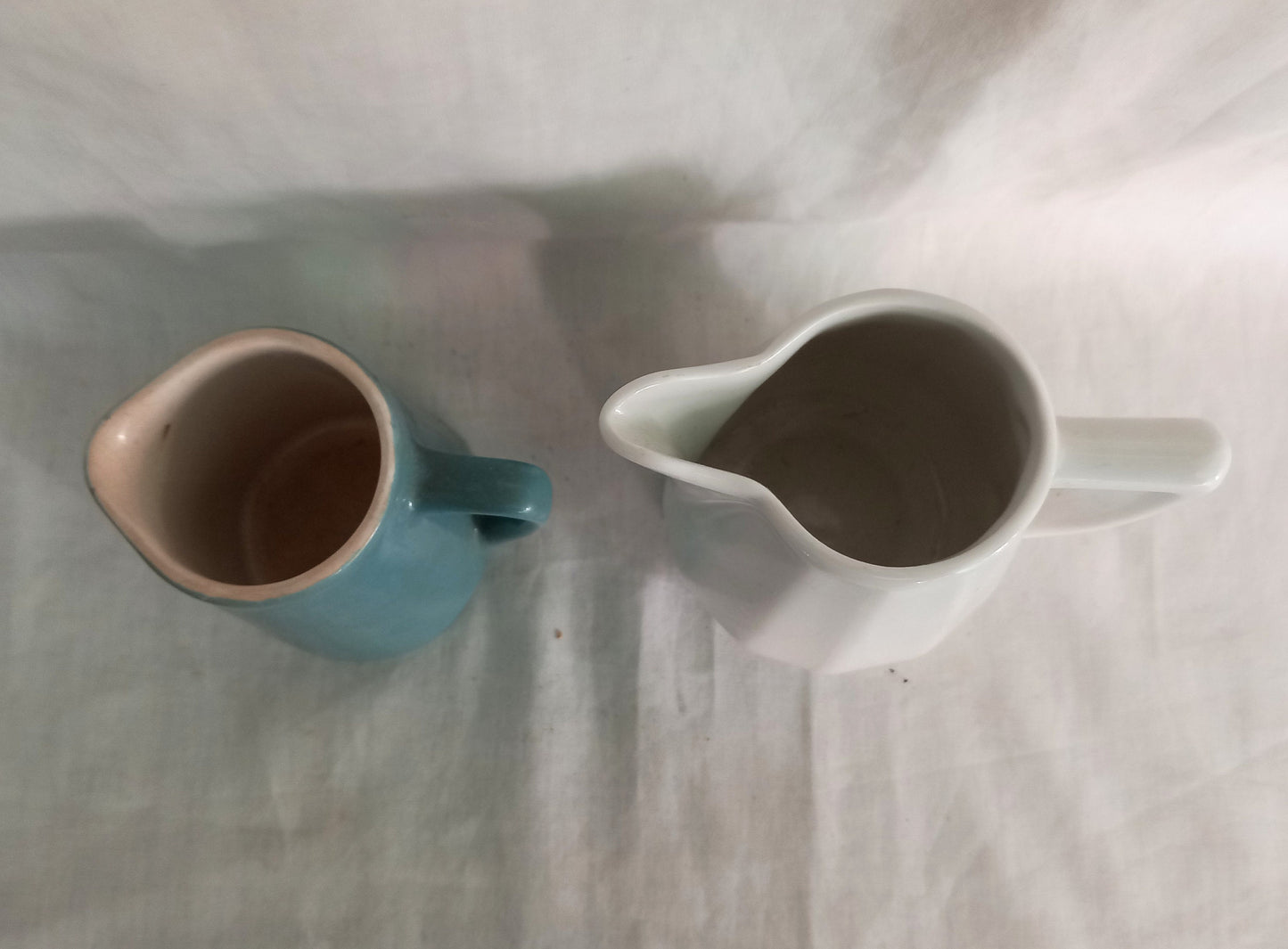 Two Mid Century Milk or Cream Jugs, Blue & White