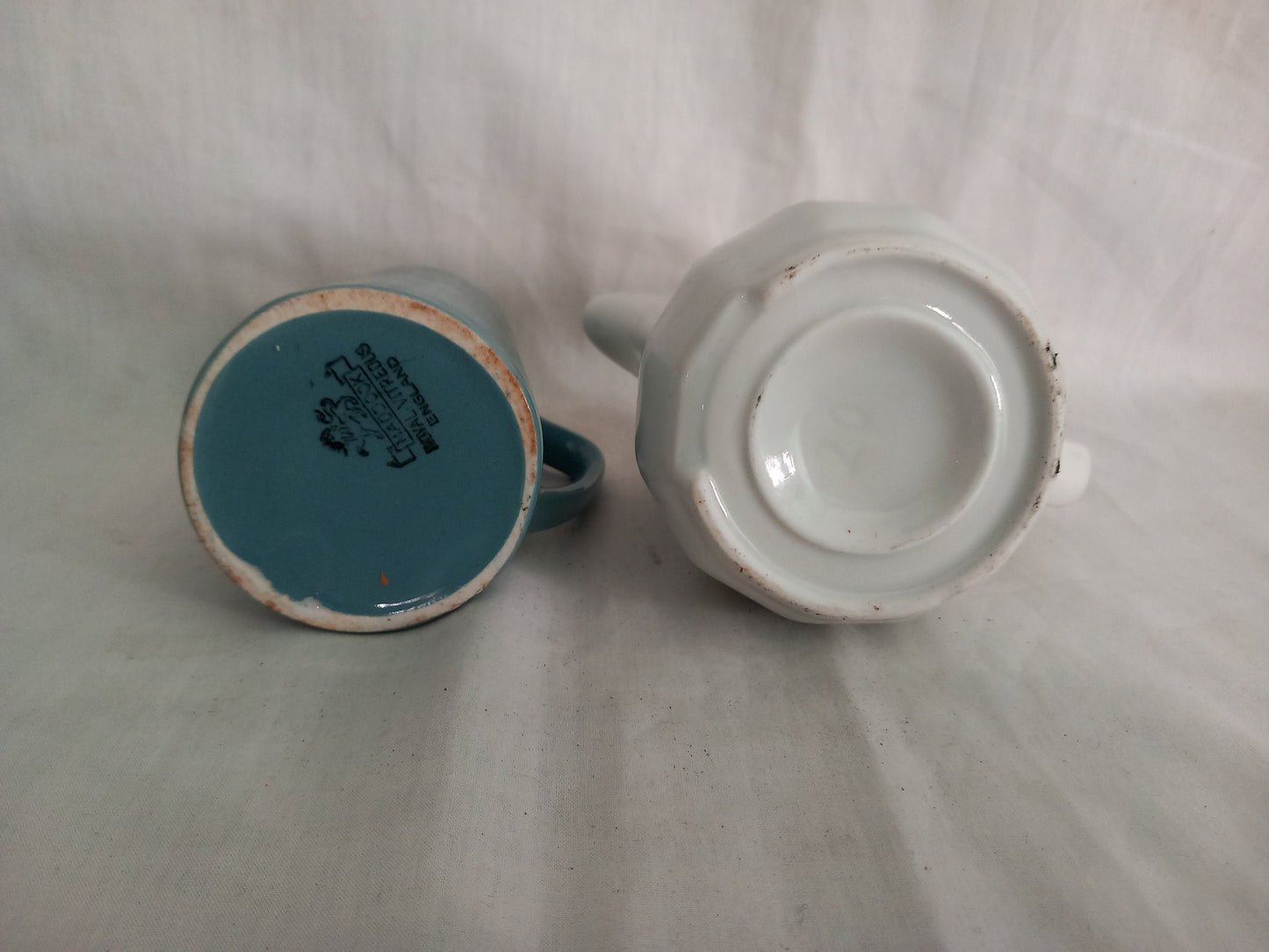 Two Mid Century Milk or Cream Jugs, Blue & White
