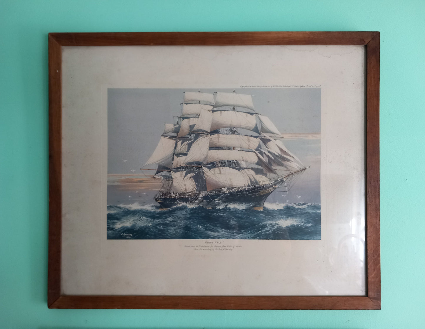 Pair of Antique Sailing Ship Prints In Period Wooden Frames - Cutty Sark and Flying Cloud