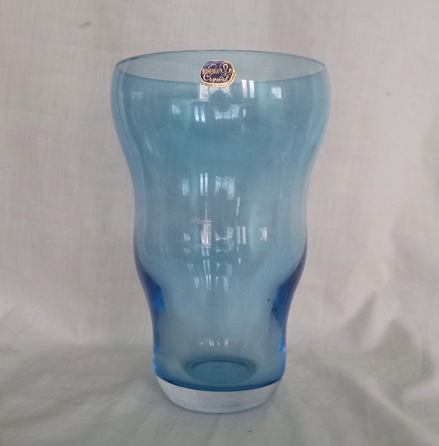 Bohemia Crystal Blue Glass Fontana Vase