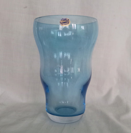 Bohemia Crystal Blue Glass Fontana Vase