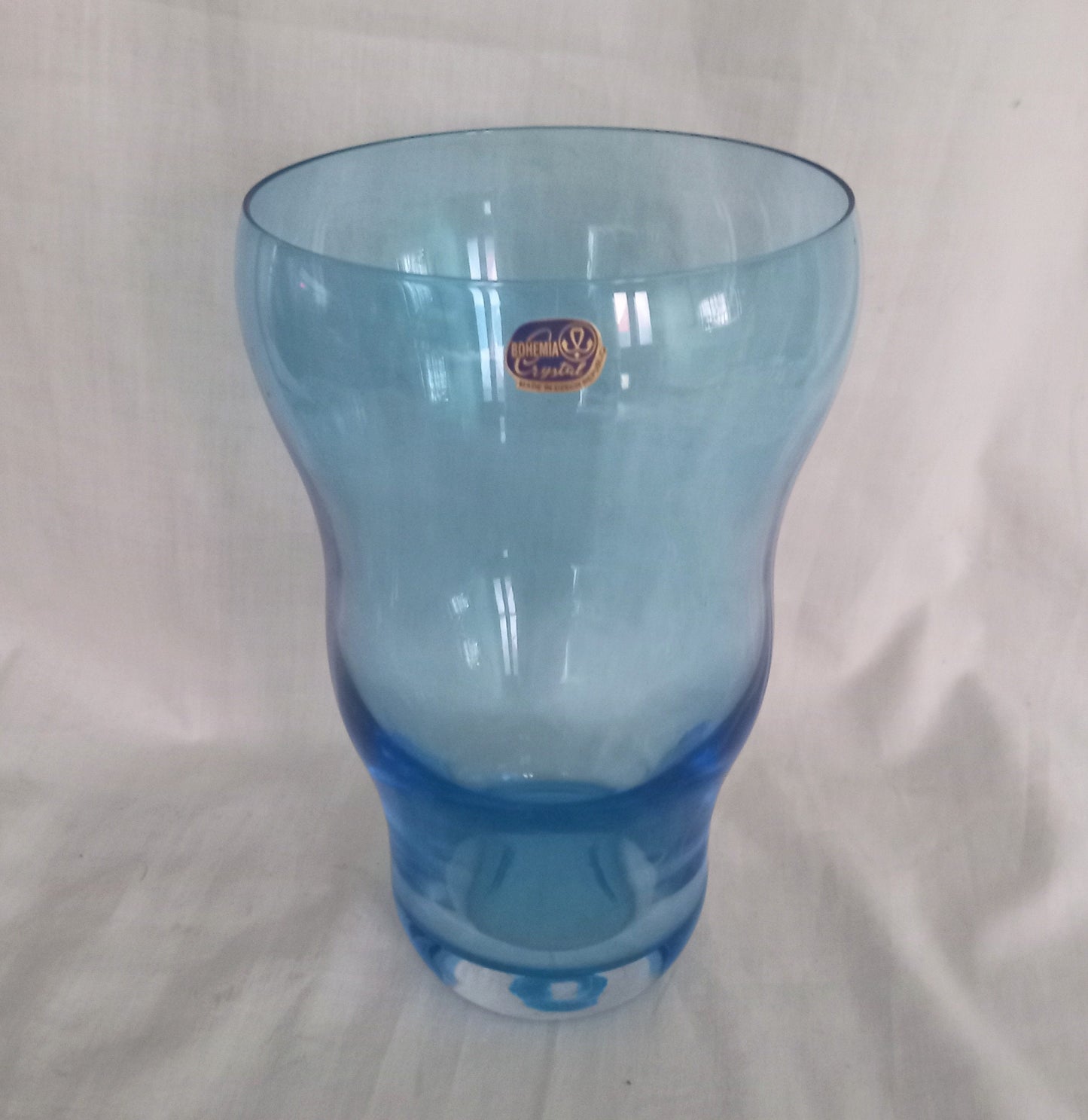 Bohemia Crystal Blue Glass Fontana Vase