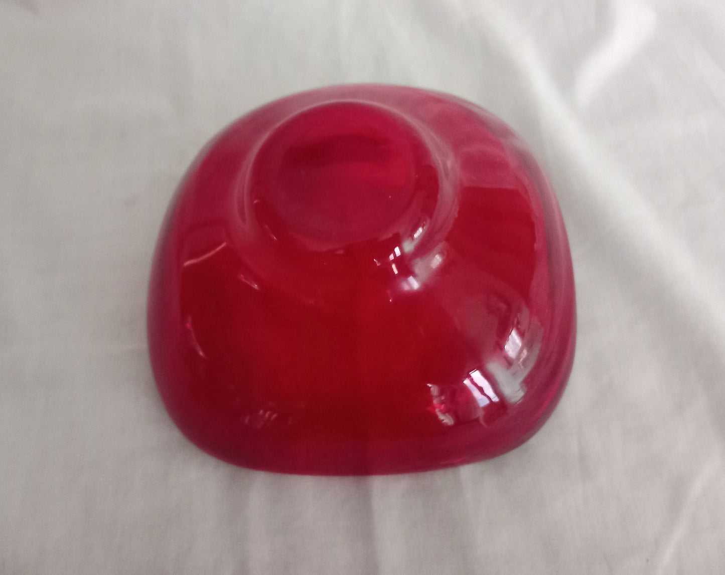 Mid Century Whitefriars Ruby Red Cased Glass Bowl By Geoffrey Baxter