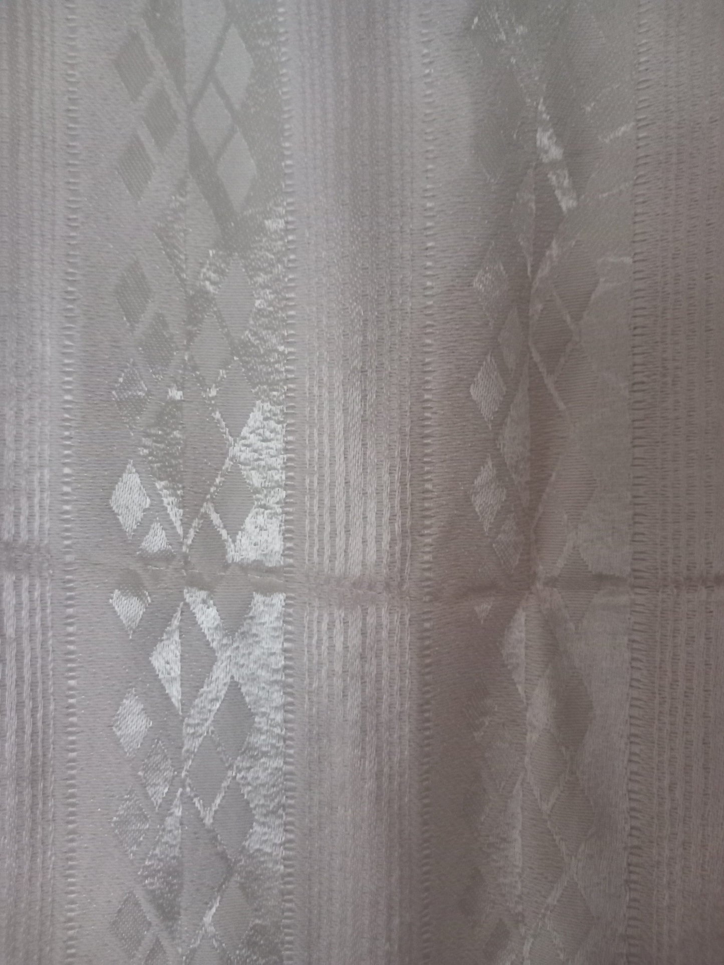 Mid century pair of pale pink satinised stripe curtains 60" long