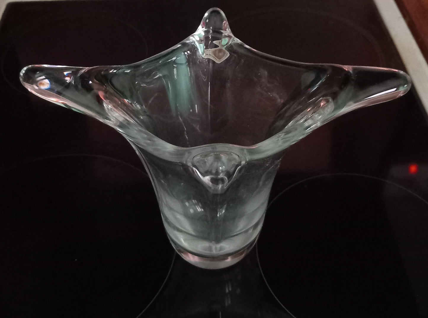 Mid Century Heavy Clear European Art Glass Vase