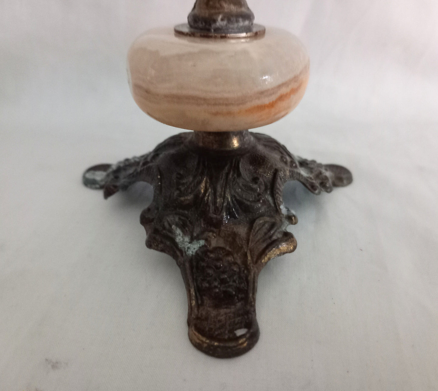 1970s Rococo Style Brass & Onyx Cherub Candlestick