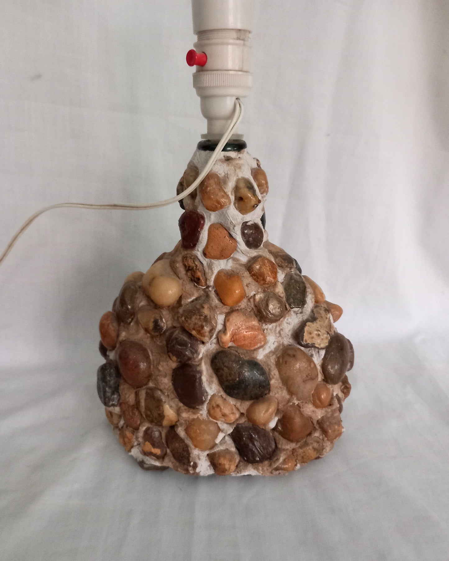 Mid Century Hand Made Orange Stone Table Lamp