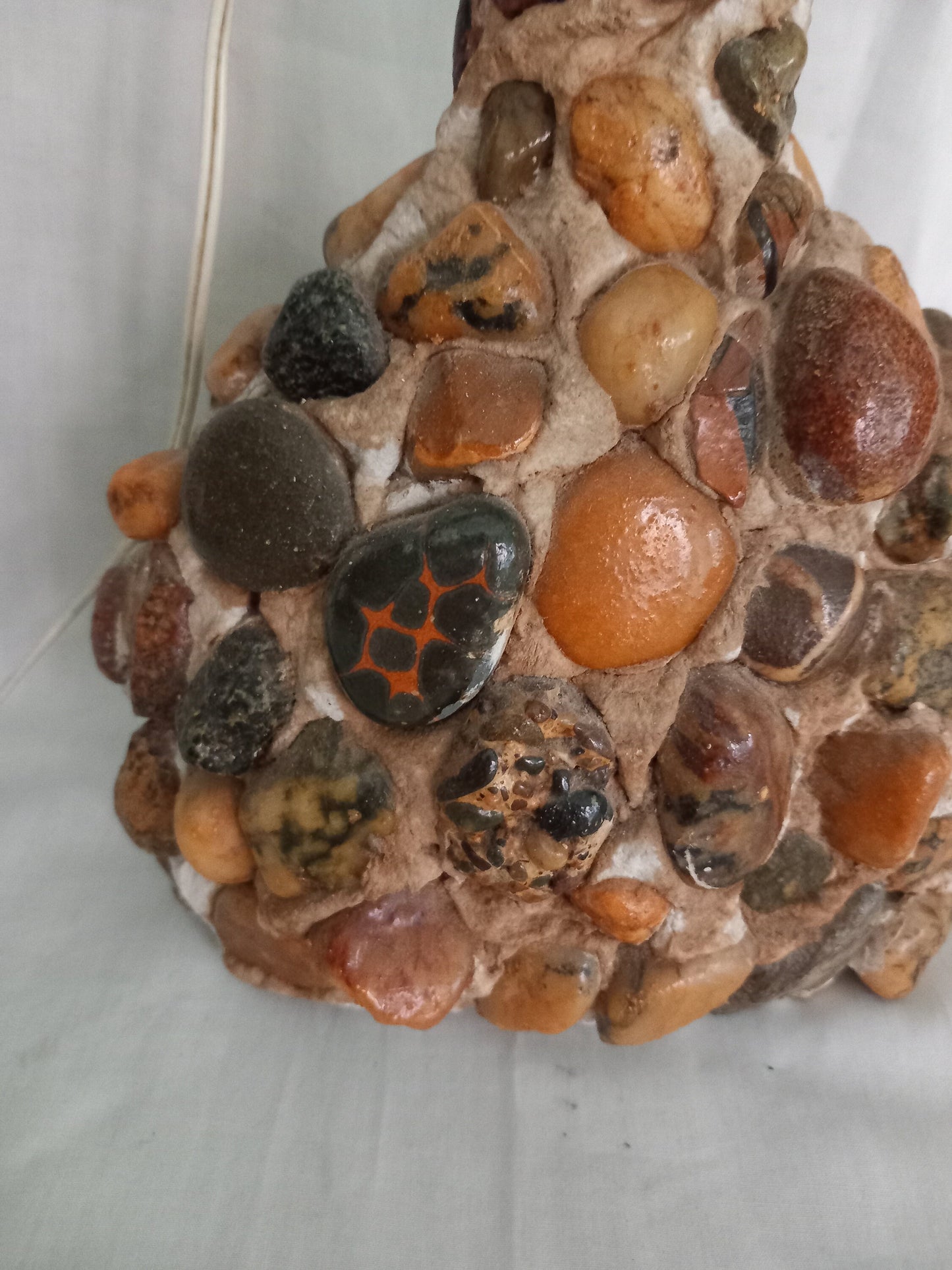 Mid Century Hand Made Orange Stone Table Lamp