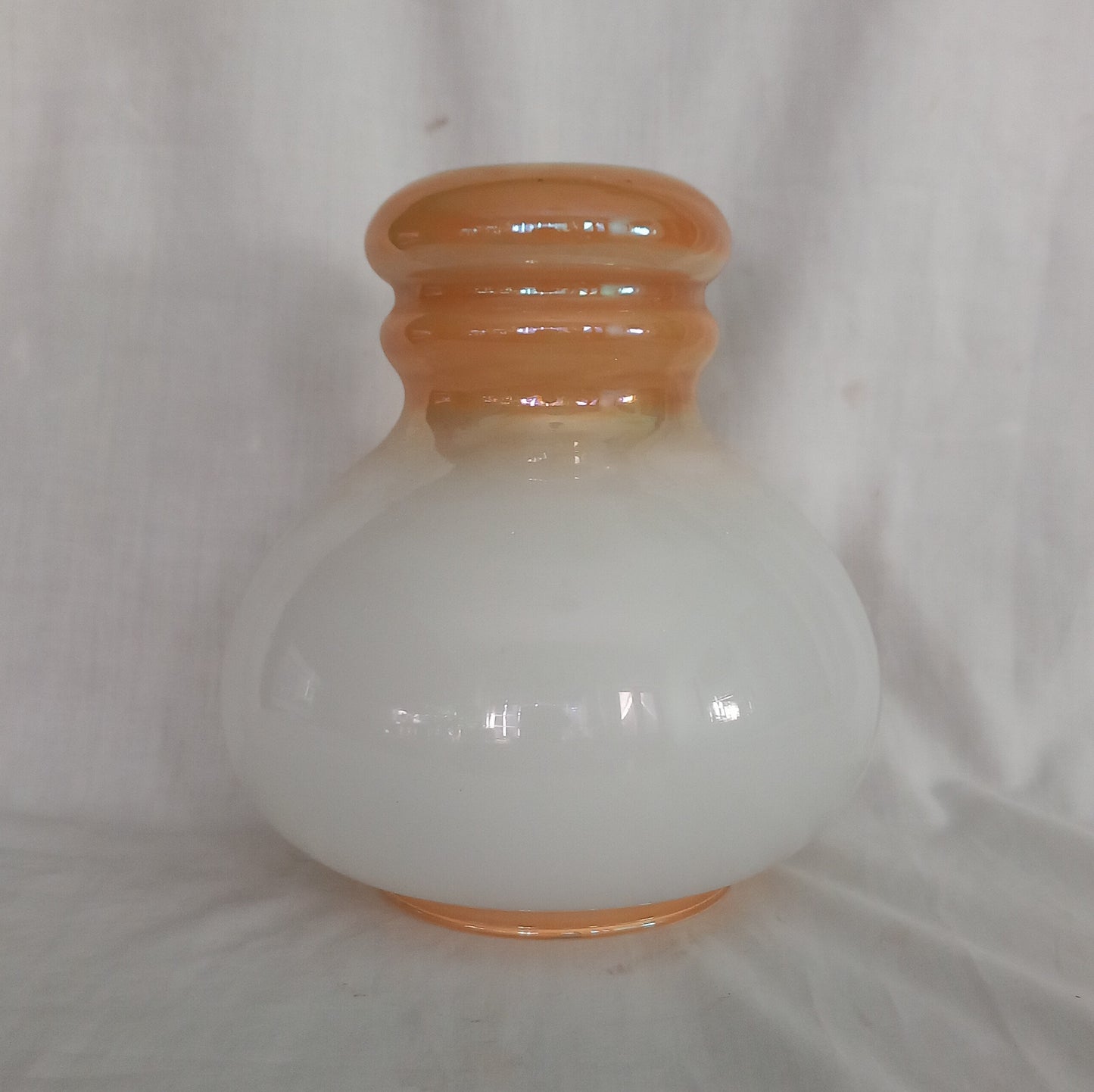 Mid Century White & Brown Lustre Glass Pendant Light Shade 8"