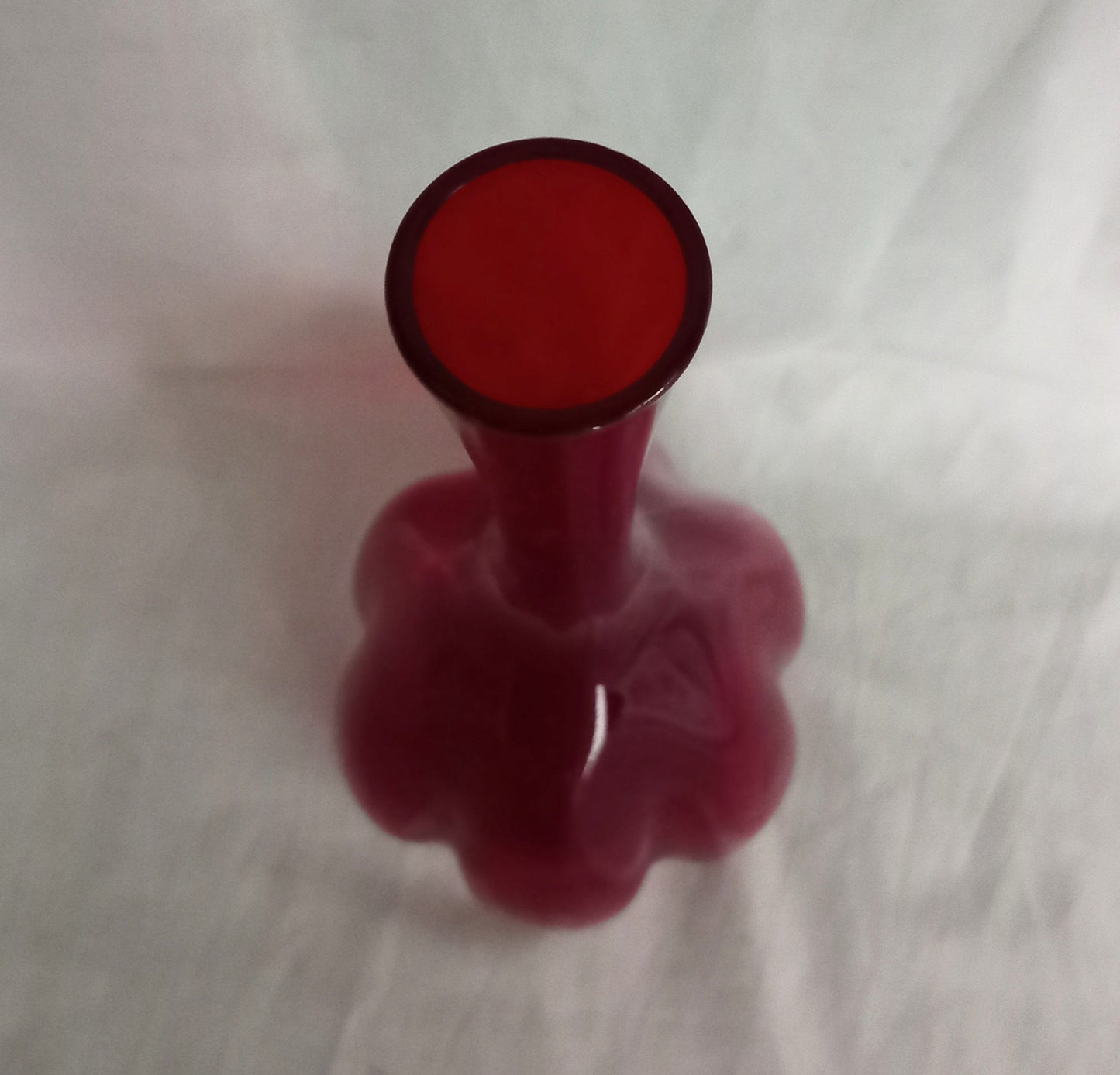 Mid Century Elme Glasbruk Red Glass Melon Vase By Arthur Percy