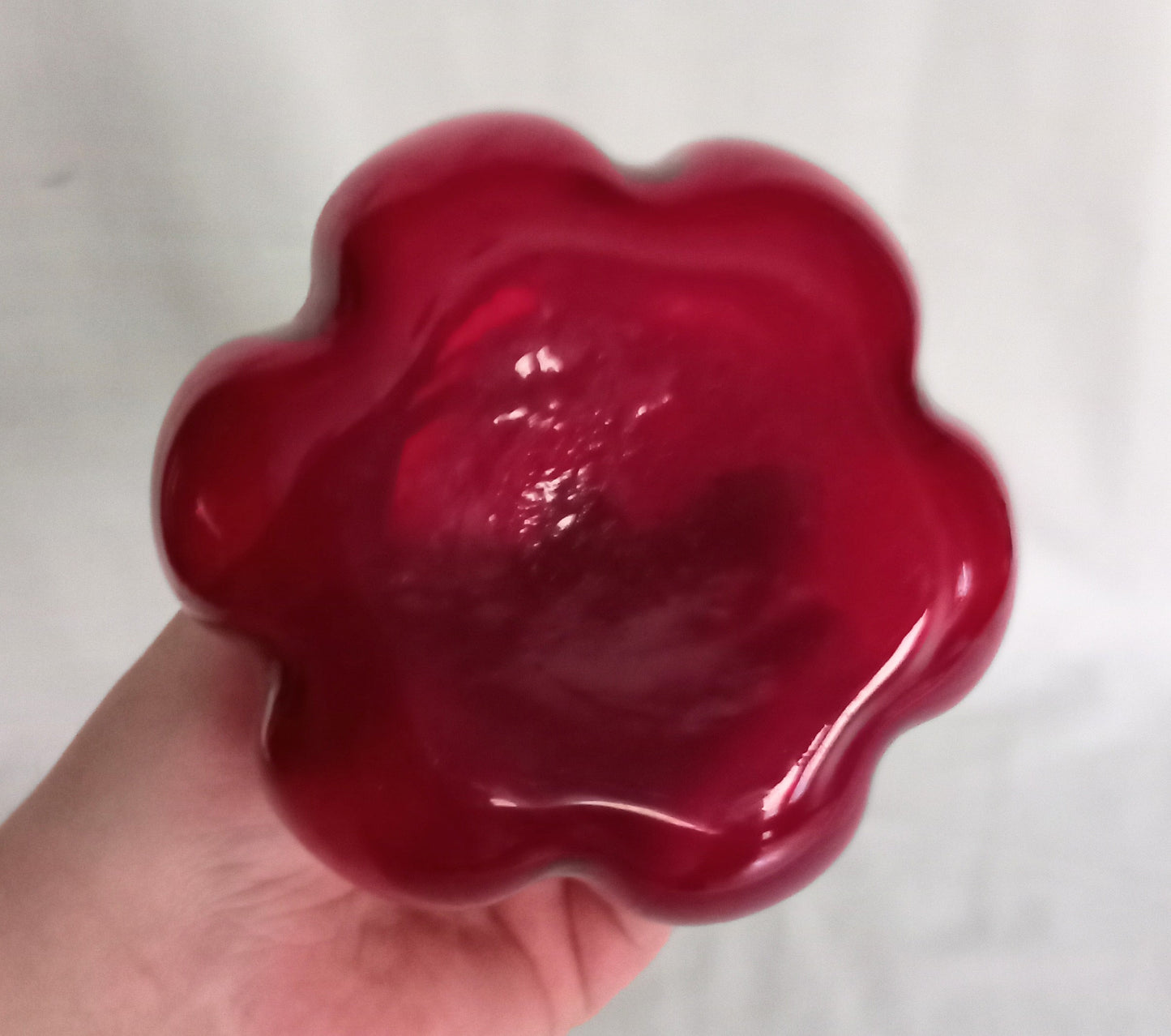 Mid Century Elme Glasbruk Red Glass Melon Vase By Arthur Percy
