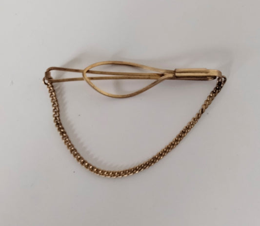 Mid century goldtone metal tie clip