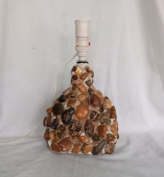 Mid Century Hand Made Orange Stone Table Lamp