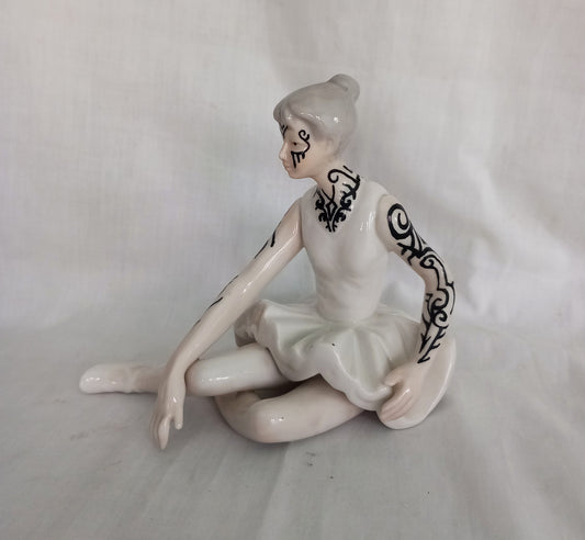 Hand Painted Tribal Tattooed Ballerina Statue
