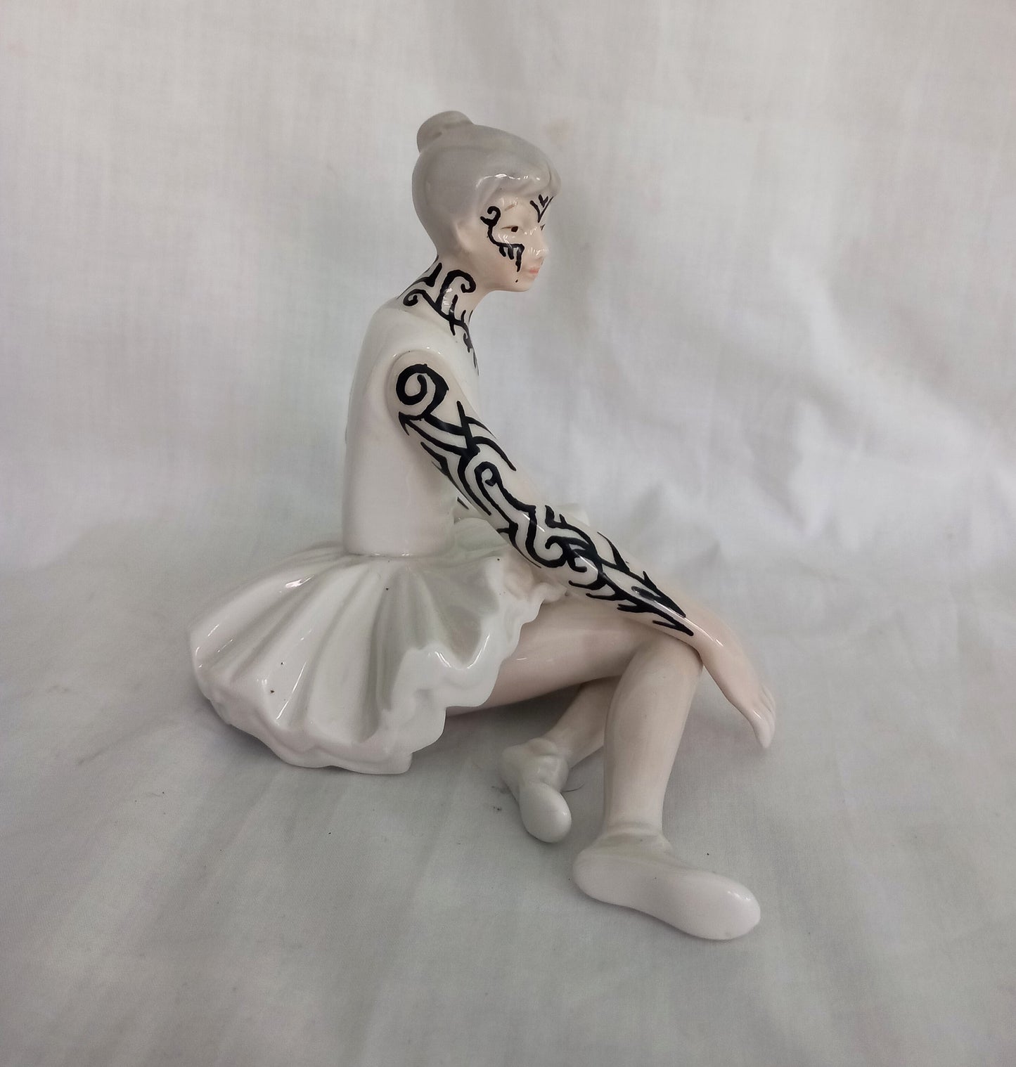 Hand Painted Tribal Tattooed Ballerina Statue