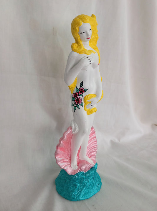 Hand Painted Pop Art Tattooed Venus Statue Figure