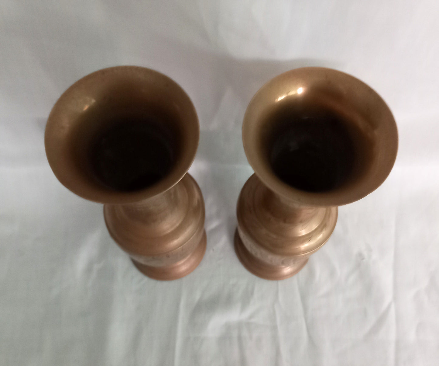 Pair Of Indian Engraved Brass Vases