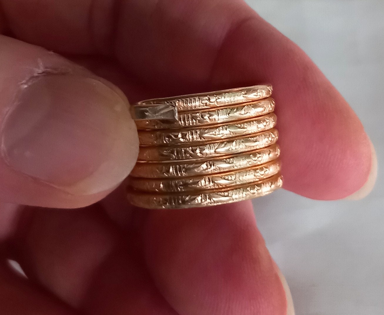 Vintage goldtone Textured Metal Coiled Snake Style costume ring S M