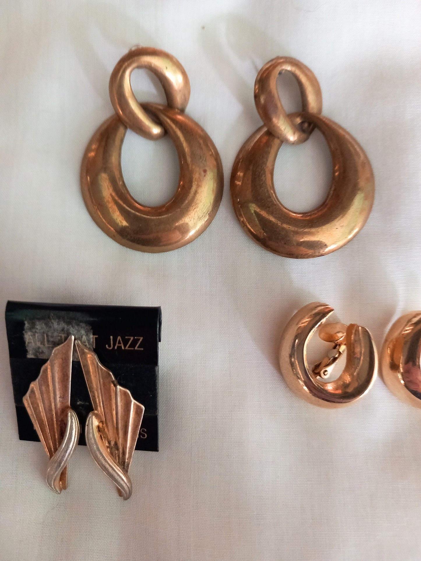 3 Pairs 1980s Gold Plated Earrings