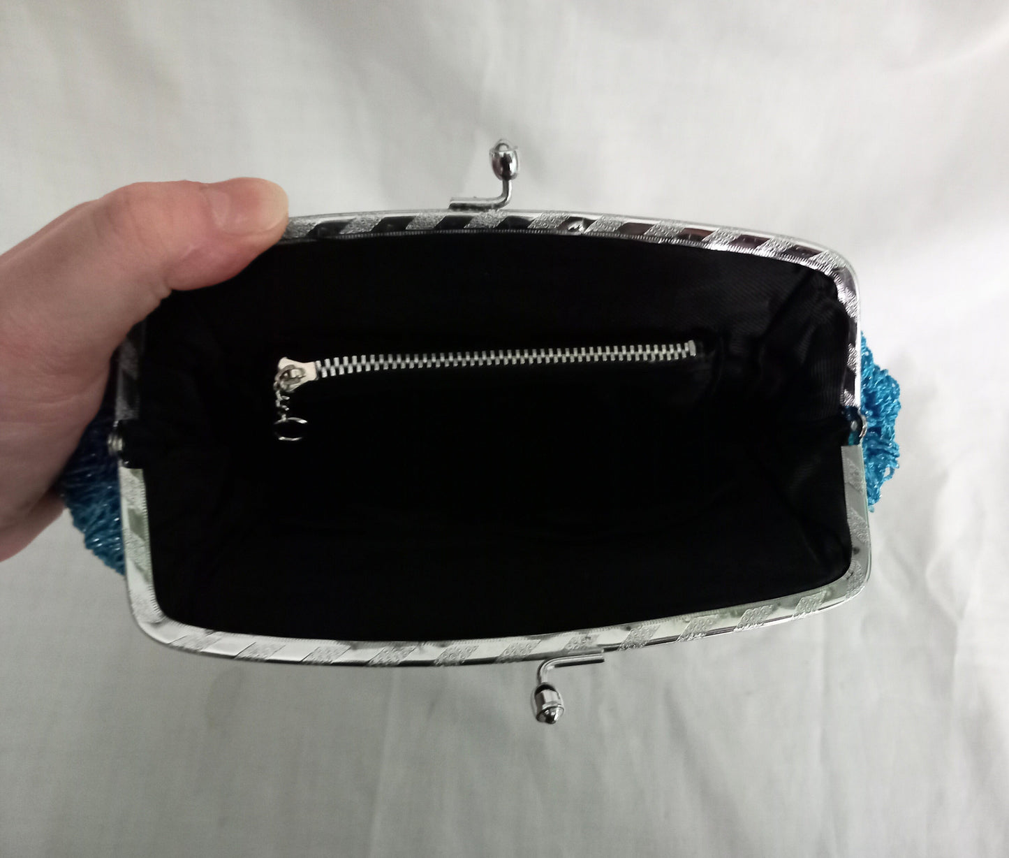 1960s Blue & Silver Textured Clutch Evening Bag