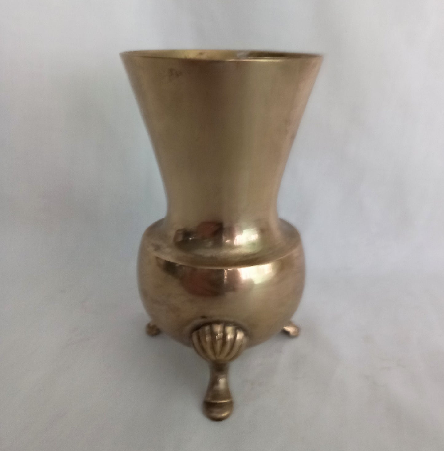 Vintage Hoof Footed Brass Vase 4.75" Metal Gold