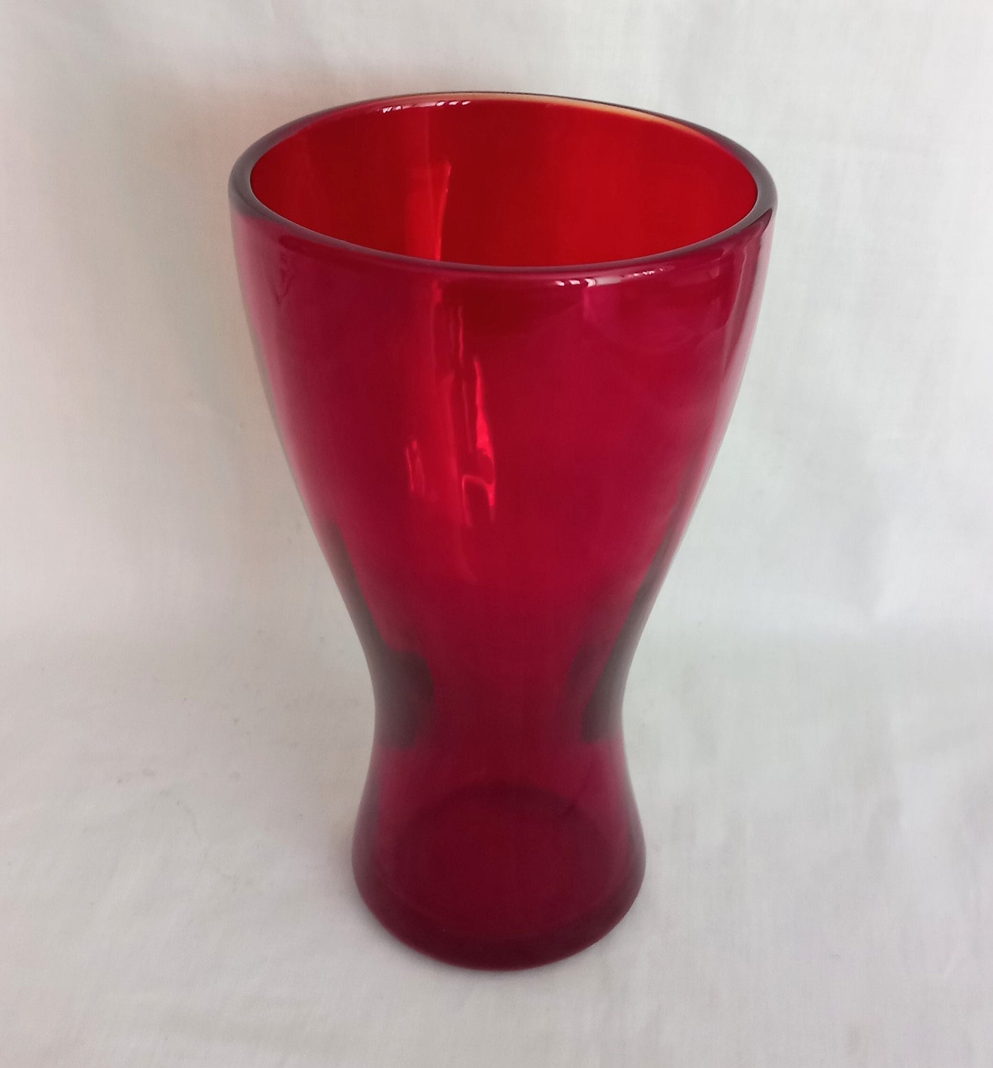 Mid Century Whitefriars Ruby Red Soda Glass Dice Vase