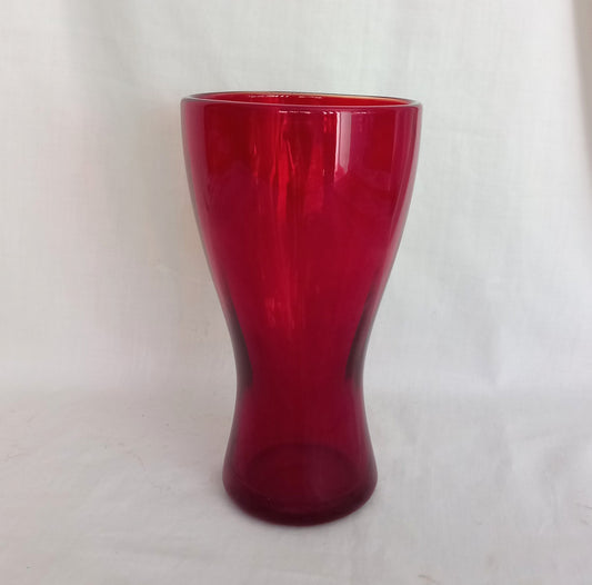 Mid Century Whitefriars Ruby Red Soda Glass Dice Vase