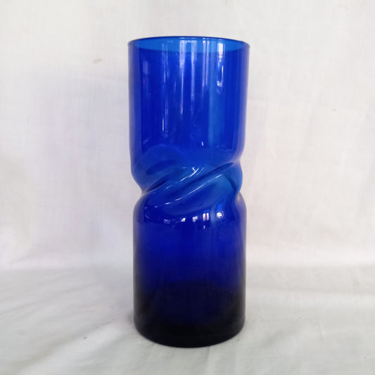 Cobalt blue Scandinavian style twist design vase