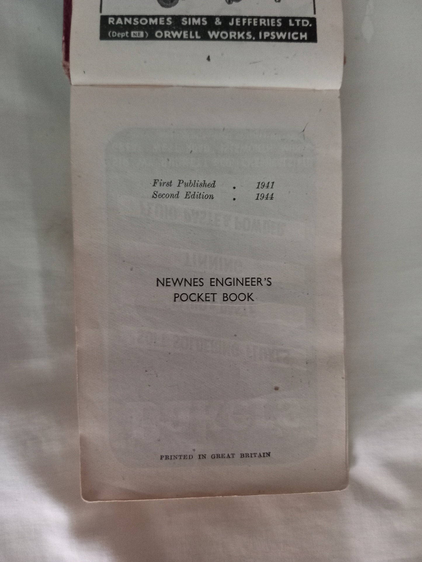 Vintage Book Newne's Engineer's Pocket Book 1944