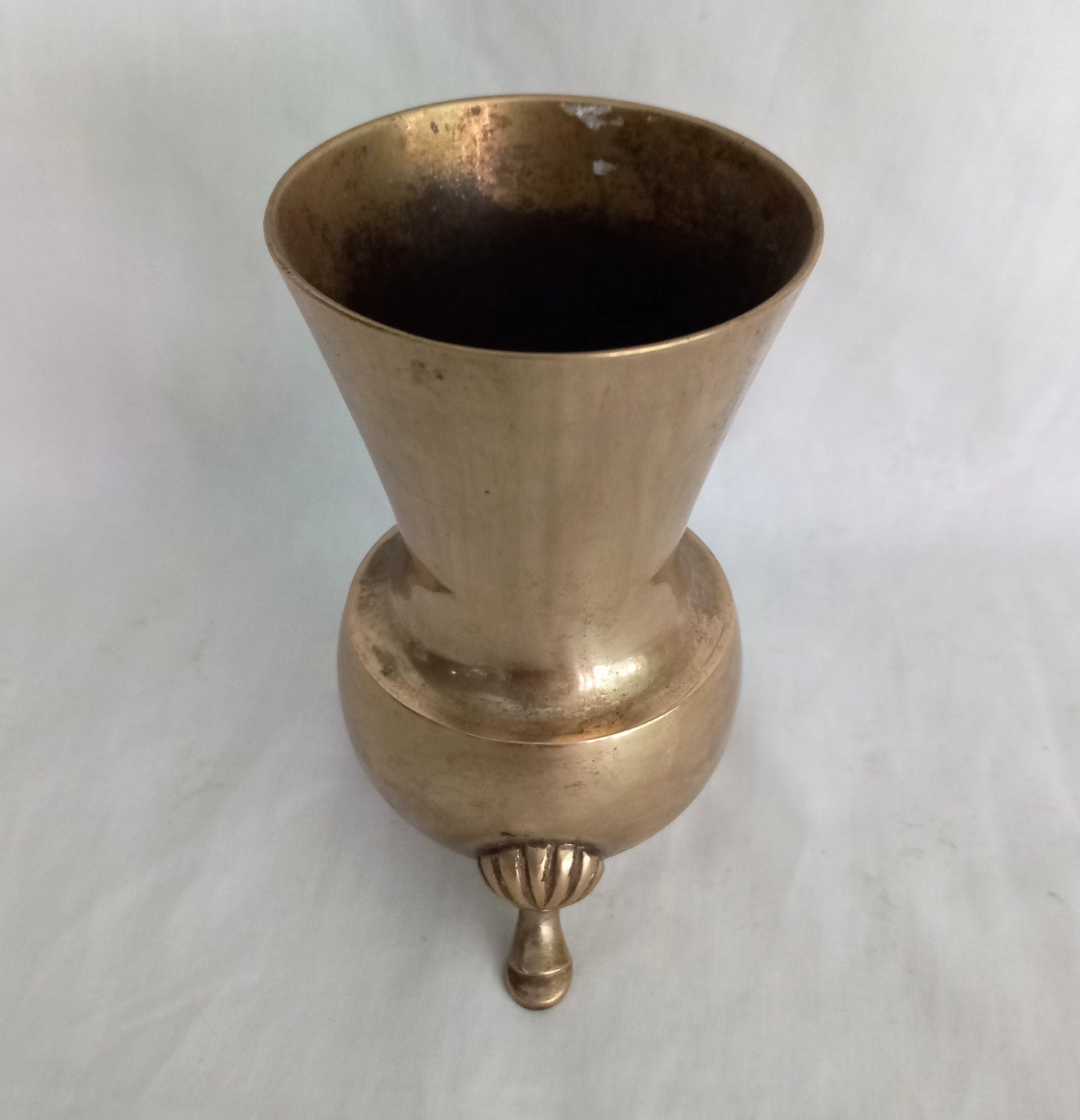 Vintage Hoof Footed Brass Vase 4.75" Metal Gold