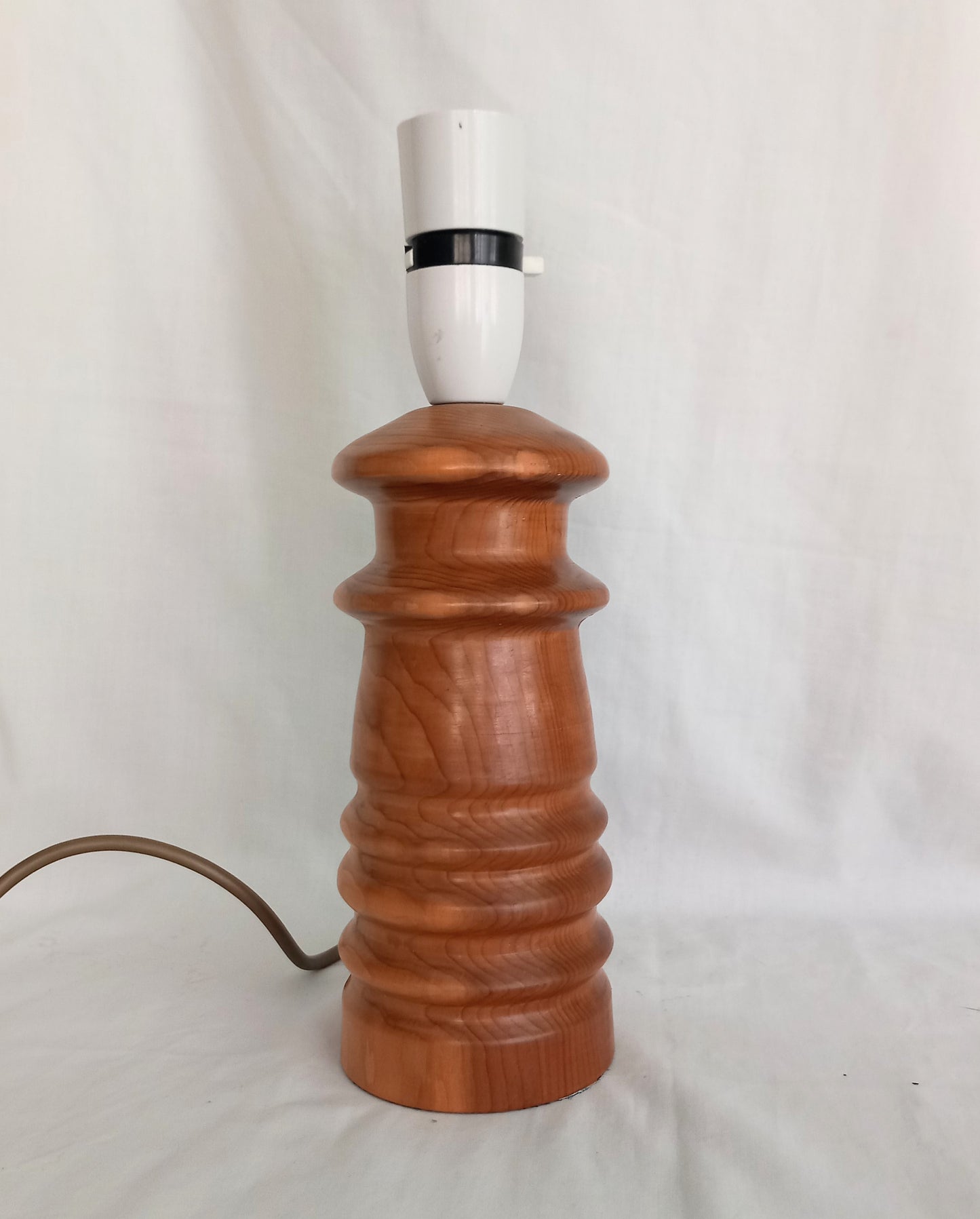 C1970s turned Yew wood table lamp 10.75"