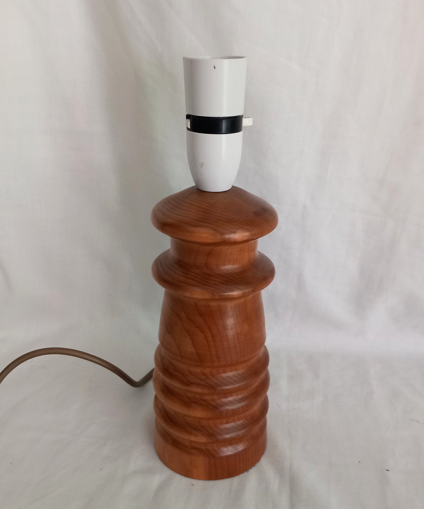 C1970s turned Yew wood table lamp 10.75"