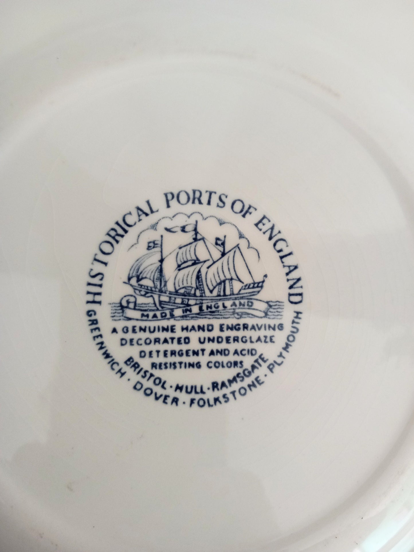 Set of 2 Blue & White Historical Ports Of England Dinner Plates 10"