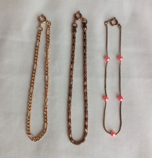 3 1980s Goldtone Decorative Chain bracelets