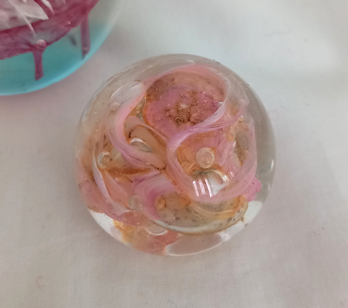 3 Art Glass Paperweights With Swirl Pattern