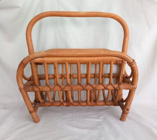1970s Tiki Style Cane Magazine Rack