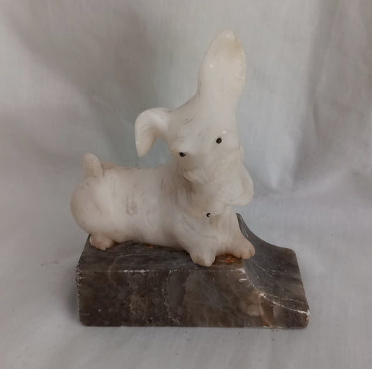 Art Deco Hand Carved Marble Scottie Dog Statue