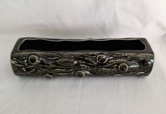 Mid century Dartmouth Pottery large green log planter vase