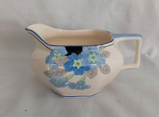 Art deco Crown Devon Fieldings hand painted jug with blue flower design