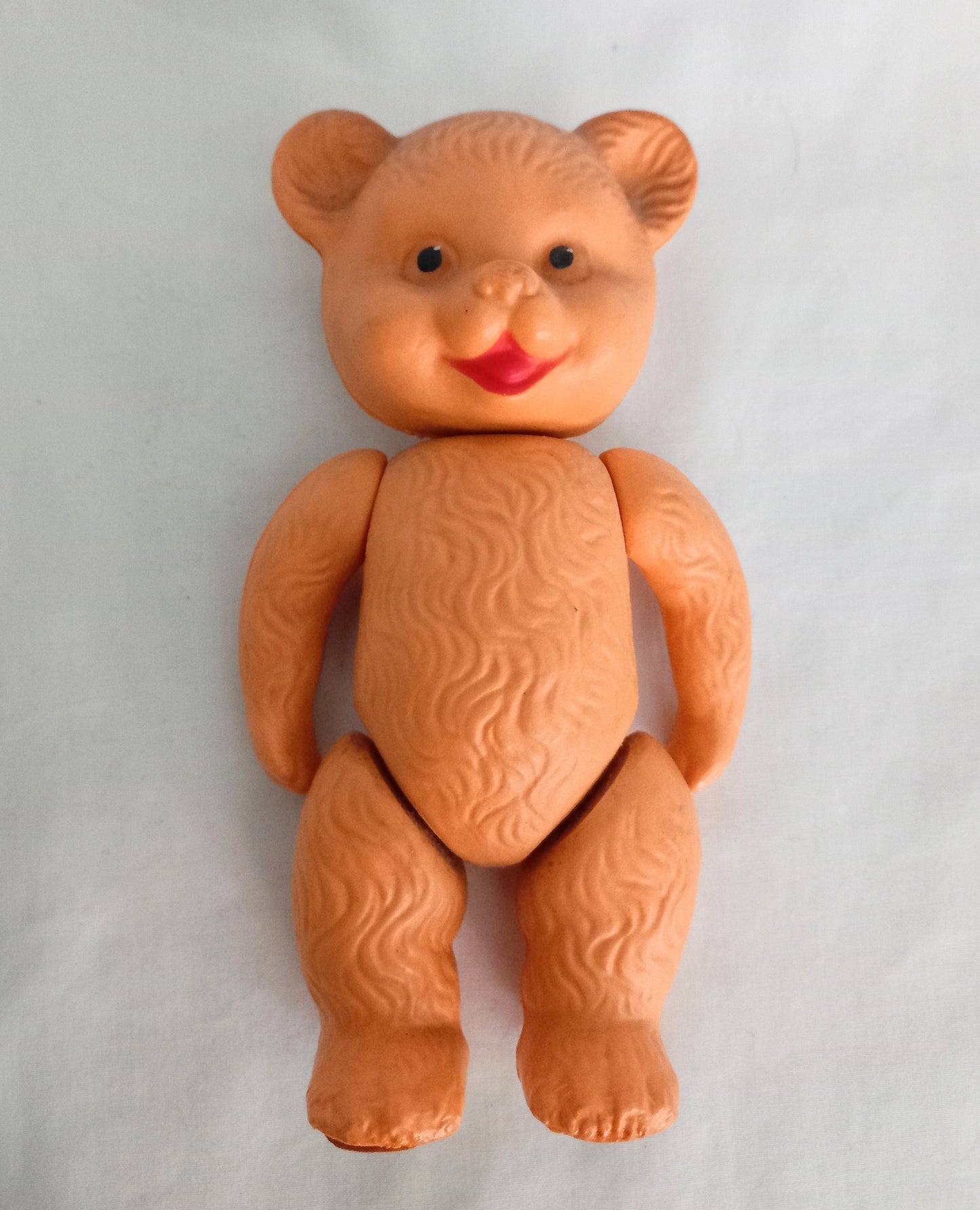 C1960s Rosebud Moulded Plastic Jointed Bear Toy 6"